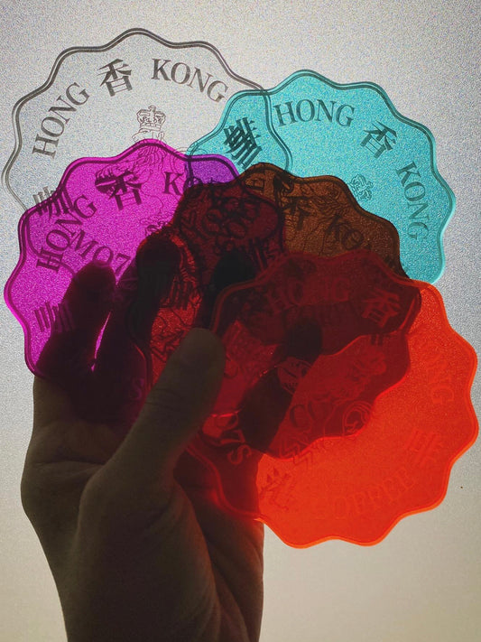 HONG KONG βπ½ Dollar Coin Coaster_HOT PINK